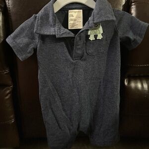 First Impressions Dark Blue Bodysuit with Bear Accent